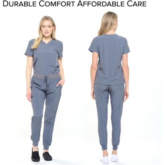 Dagacci Medical Uniform Women and Men Unisex 4-Way Stretch Jogger Scrub Set - Picture 2 of 7